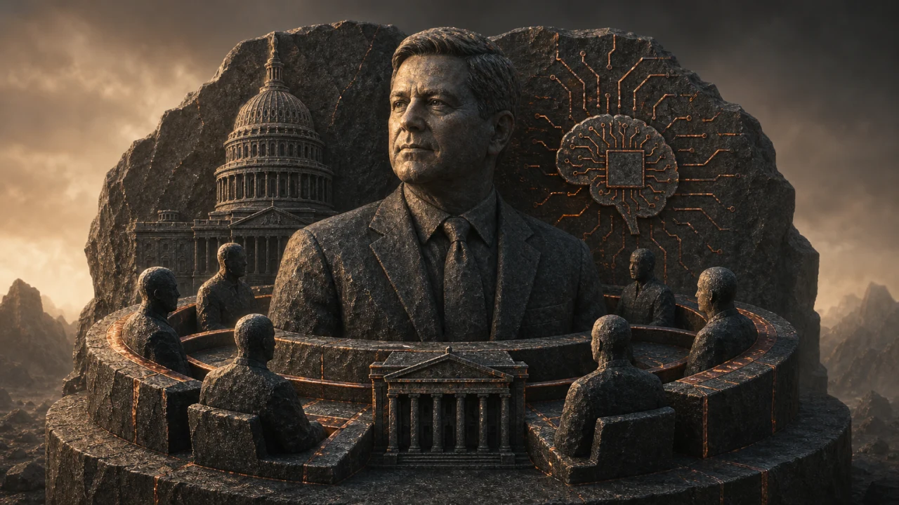 Ilustración conceptual de Olduvia sobre Trump anuncia a Jay Clayton al frente de un nuevo grupo federal sobre IA