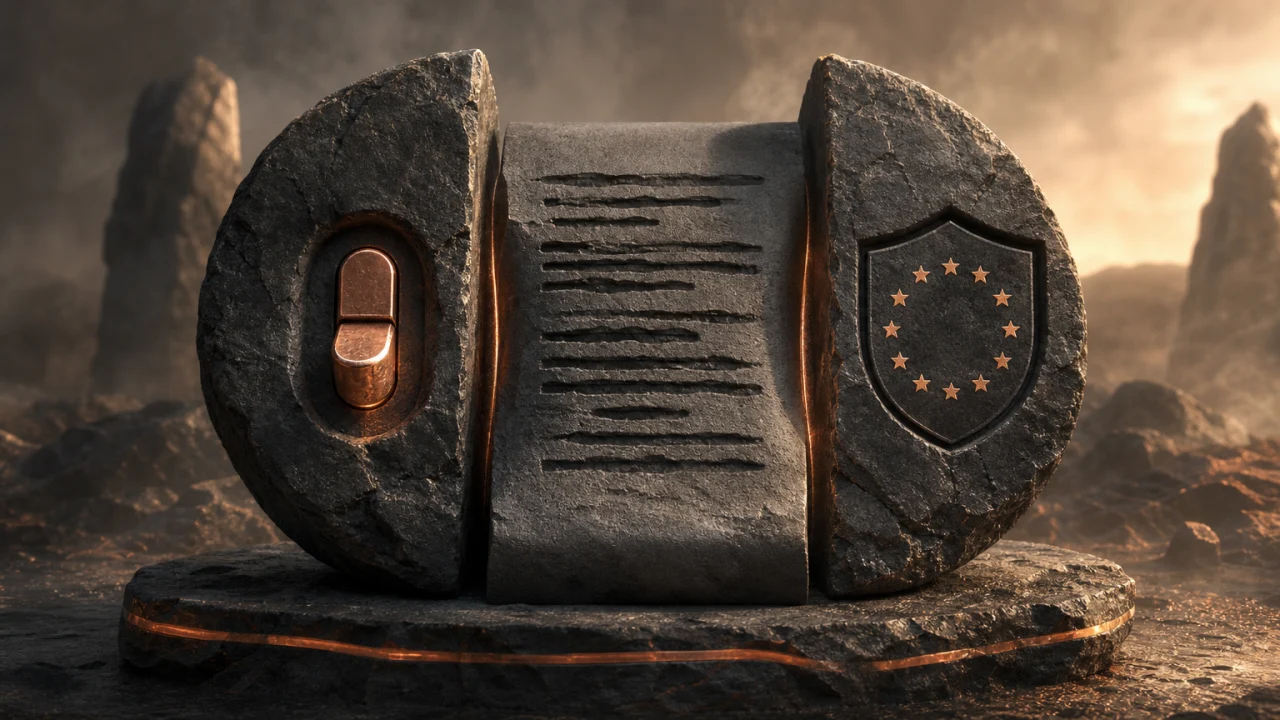 Ilustración conceptual de Olduvia sobre OpenAI activa en la UE su marcado de procedencia para texto generado